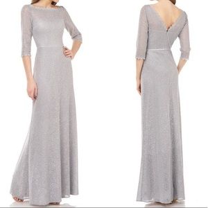 JS Collections Metallic Embellished A-Line Gown